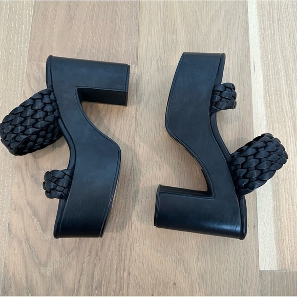 Jeffery Campbell Bamba Braided Platform Heels Black Womens Size 8 Chunky Sandals - Picture 9 of 15